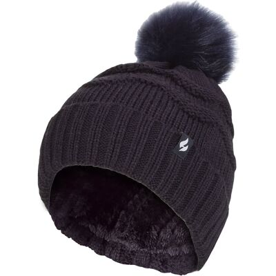Heat Holders Dames Winter Bont Pom Pom Beanie Muts - Marine One Size Heat Holders Dames Winter Bont Pom Pom Beanie Muts - Marine One Size