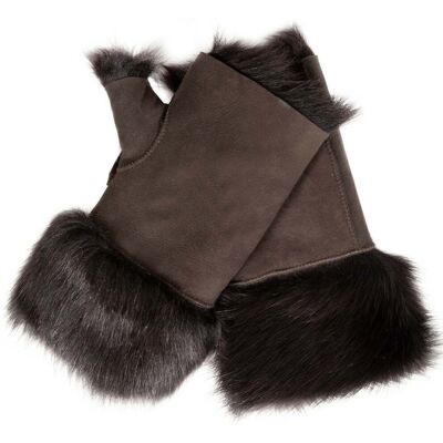 Infinity Leather Womens Shearling Wanten Vingerloze manchetten Toscana Suède Schapenvacht Bont One Size Infinity Leather Womens Shearling Wanten Vingerloze manchetten Toscana Suède Schapenvacht Bont One Size