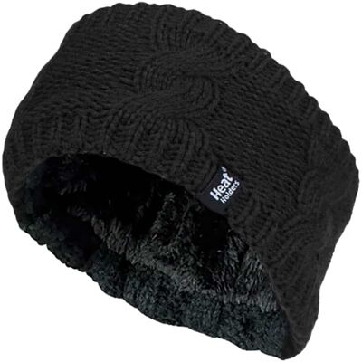 Heat Holders Dames fleece gevoerde thermo oorwarmer hoofdband - Zwart One Size Heat Holders Dames fleece gevoerde thermo oorwarmer hoofdband - Zwart One Size