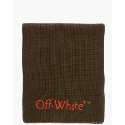 Off-White Sjaal van maagdelijke wol met contrasterend borduursellogo in militairgroen One Size Off-White Sjaal van maagdelijke wol met contrasterend borduursellogo in militairgroen One Size