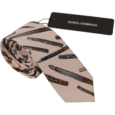 Dolce & Gabbana Pen Print Zijde Stropdas Kra3179 One Size Dolce & Gabbana Pen Print Zijde Stropdas Kra3179 One Size