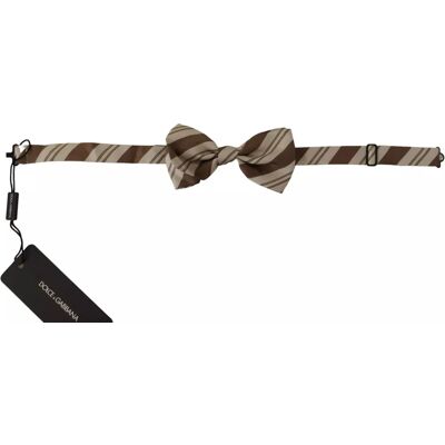 Dolce & Gabbana Bruin Beige Gestreepte Vlinderdas One Size Dolce & Gabbana Bruin Beige Gestreepte Vlinderdas One Size