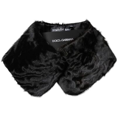 Dolce & Gabbana Zwarte Lammy Wollen Kragen Dames Halssjaal One Size Dolce & Gabbana Zwarte Lammy Wollen Kragen Dames Halssjaal One Size