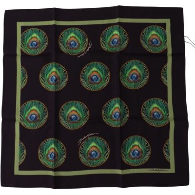 Dolce & Gabbana Zwarte Pauwenveer DG Gedrukt Vierkant Zakdoek Sjaal One Size Dolce & Gabbana Zwarte Pauwenveer DG Gedrukt Vierkant Zakdoek Sjaal One Size