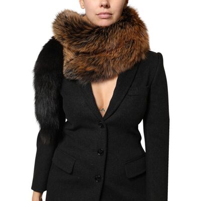 Dolce & Gabbana Bruine Rood Vos Bont Nek Cashmere Warmer Sjaal One Size Dolce & Gabbana Bruine Rood Vos Bont Nek Cashmere Warmer Sjaal One Size