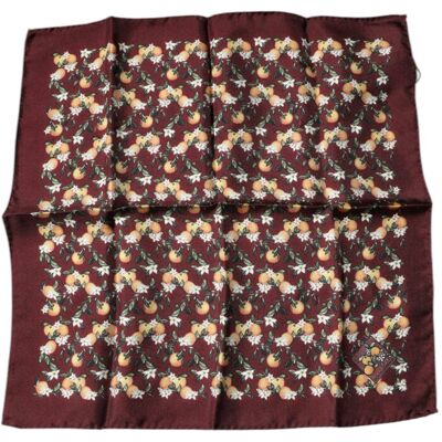 Dolce & Gabbana Bordeaux Oranje Zijden Vierkante Zakdoek Sjaal One Size Dolce & Gabbana Bordeaux Oranje Zijden Vierkante Zakdoek Sjaal One Size