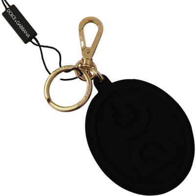 Dolce & Gabbana Black Rubber Rubber DG Logo Gold Brass Metal Keyring Men's Keychain One Size Dolce & Gabbana Black Rubber Rubber DG Logo Gold Brass Metal Keyring Men's Keychain One Size