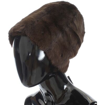 Dolce & Gabbana Luxe Bruine Wezelbont Dames Beanie L Dolce & Gabbana Luxe Bruine Wezelbont Dames Beanie L