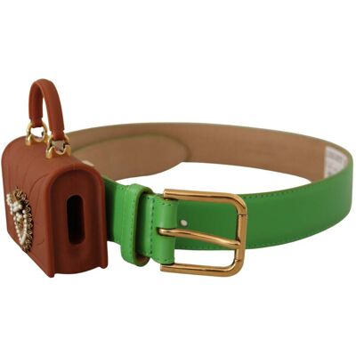 Dolce & Gabbana Groene Leren Devotie Hart Micro Tas Hoofdtelefoon Riem One Size Dolce & Gabbana Groene Leren Devotie Hart Micro Tas Hoofdtelefoon Riem One Size