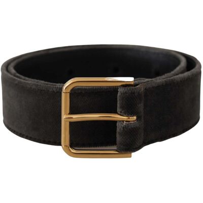 Dolce & Gabbana Bruin Fluwelen Gouden Logo Metaal Taille Gesp Riem One Size Dolce & Gabbana Bruin Fluwelen Gouden Logo Metaal Taille Gesp Riem One Size