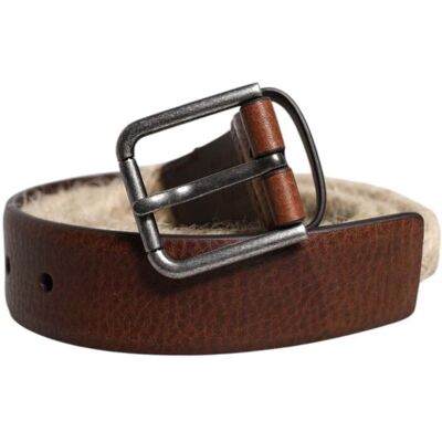 Dolce & Gabbana Bruin Jute Leer Gevlochten Metalen Gesp Riem 110 cm Dolce & Gabbana Bruin Jute Leer Gevlochten Metalen Gesp Riem 110 cm