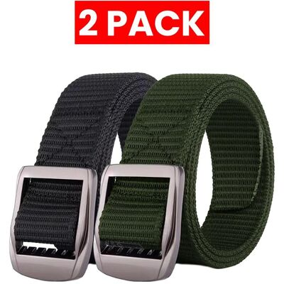 Enzo 2 Pack Heren Leren Riem - Zwart & Khaki S/M Enzo 2 Pack Heren Leren Riem - Zwart & Khaki S/M