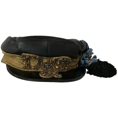 Dolce & Gabbana Leren Pet Versierde Stijl One Size Dolce & Gabbana Leren Pet Versierde Stijl One Size