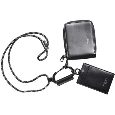 Dolce & Gabbana Zwart Leren Sleutelhanger Rits rondom Kaart Houder Portemonnee One Size Dolce & Gabbana Zwart Leren Sleutelhanger Rits rondom Kaart Houder Portemonnee One Size