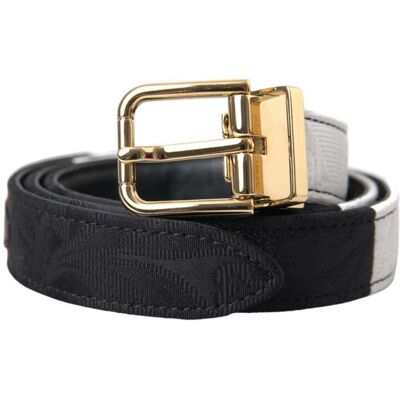 Dolce & Gabbana Zwart Witte Patchwork Gouden Metalen Gesp Riem 70 cm Dolce & Gabbana Zwart Witte Patchwork Gouden Metalen Gesp Riem 70 cm