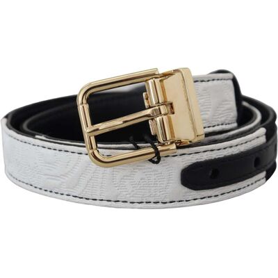 Dolce & Gabbana Witte Zwart Patchwork Gouden Metalen Gesp Ceintuur One Size Dolce & Gabbana Witte Zwart Patchwork Gouden Metalen Gesp Ceintuur One Size