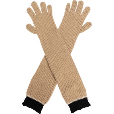 Moschino Tweekleurige geribbelde lange handschoenen One Size Moschino Tweekleurige geribbelde lange handschoenen One Size
