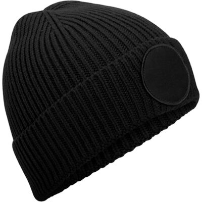 Beechfield Circulaire Patch Beanie (Zwart) One Size Beechfield Circulaire Patch Beanie (Zwart) One Size