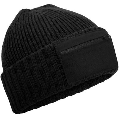 Beechfield Zip Patch muts (Zwart) One Size Beechfield Zip Patch muts (Zwart) One Size