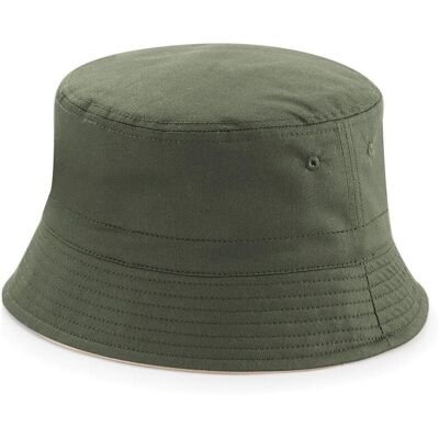 Beechfield Unisex omkeerbare emmerhoed voor volwassenen (Olijf/steen) S/M Beechfield Unisex omkeerbare emmerhoed voor volwassenen (Olijf/steen) S/M