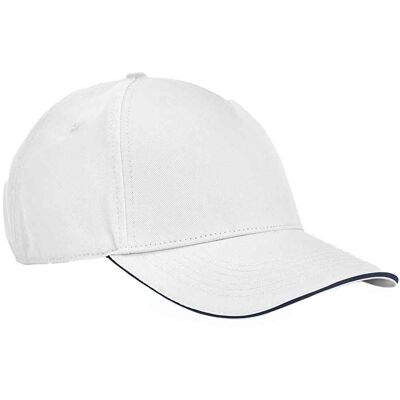 Beechfield EarthAware Klassieke Organic Cotton 5 Panel Baseball Cap (Witte/franse marine) One Size Beechfield EarthAware Klassieke Organic Cotton 5 Panel Baseball Cap (Witte/franse marine) One Size