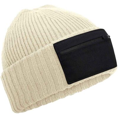 Beechfield Zip Patch muts (Zand/Zwart) One Size Beechfield Zip Patch muts (Zand/Zwart) One Size
