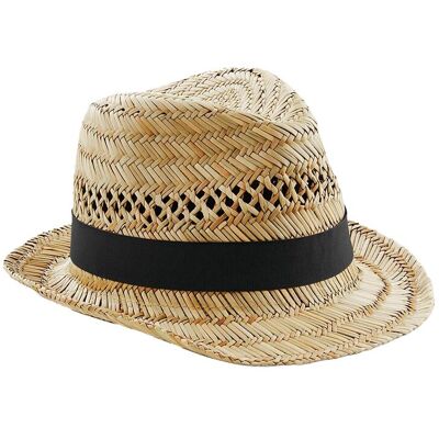 Beechfield Unisex rieten zomertrilby voor volwassenen (Natuurlijk) S/M Beechfield Unisex rieten zomertrilby voor volwassenen (Natuurlijk) S/M