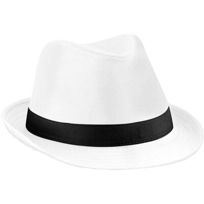 Beechfield Unisex Fedora Volwassenen (Wit/zwart) S/M Beechfield Unisex Fedora Volwassenen (Wit/zwart) S/M