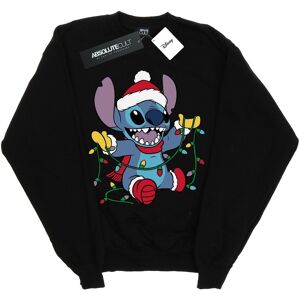 Disney Heren Lilo en Stitch Kerstverlichting Sweatshirt (Zwart) S Disney Heren Lilo en Stitch Kerstverlichting Sweatshirt (Zwart) S