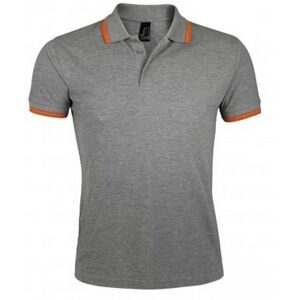 SOLS Heren Pasadena getipt korte mouw Pique Polo Shirt (Grijze mergel/oranje) 2XL SOLS Heren Pasadena getipt korte mouw Pique Polo Shirt (Grijze mergel/oranje) 2XL