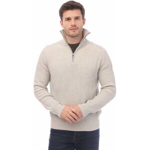 Heren Belstaff Katoen Wol Rib Stanley Quarter Zip Trui in Wit XS Heren Belstaff Katoen Wol Rib Stanley Quarter Zip Trui in Wit XS