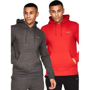 Crosshatch Heren Traymax Oversized Hoodie (Pack of 2) (Rood/Charcoal) S Crosshatch Heren Traymax Oversized Hoodie (Pack of 2) (Rood/Charcoal) S