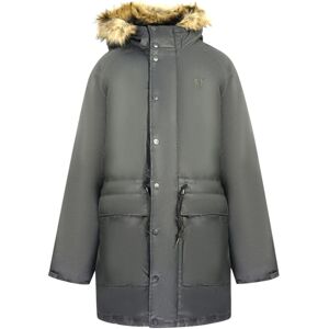 Fred Perry gewatteerde gewaxte katoenen zwarte parka met capuchon XL Fred Perry gewatteerde gewaxte katoenen zwarte parka met capuchon XL