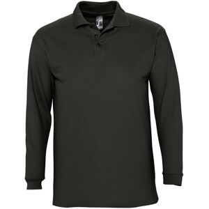 SOLS Heren-Winter II Poloshirt met lange mouwen van Piqué katoen (Zwart) XL SOLS Heren-Winter II Poloshirt met lange mouwen van Piqué katoen (Zwart) XL