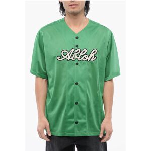 Off-White Geborduurd honkbal mesh T-shirt in groen S Off-White Geborduurd honkbal mesh T-shirt in groen S