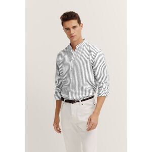 Bugatti Herren Linnen overhemd met mandarijnkraag 4XL Bugatti Herren Linnen overhemd met mandarijnkraag 4XL