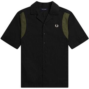 Fred Perry Heren Gelaagd Korte Mouwen Bowling Overhemd (Zwart) XS Fred Perry Heren Gelaagd Korte Mouwen Bowling Overhemd (Zwart) XS
