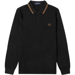Fred Perry Herenpolo met dubbele kraag en lange mouwen (Zwart) S Fred Perry Herenpolo met dubbele kraag en lange mouwen (Zwart) S