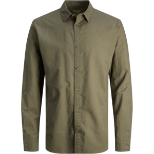 Jack & Jones Overhemden Linnen Shirt Groen S Jack & Jones Overhemden Linnen Shirt Groen S