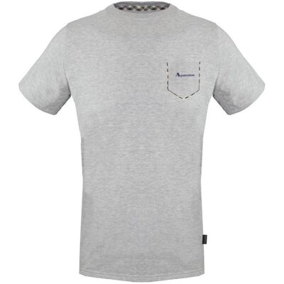 Aquascutum geruit grijs T-shirt met zakafwerking S Aquascutum geruit grijs T-shirt met zakafwerking S