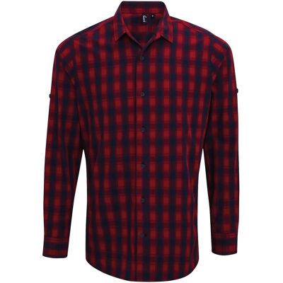 Premier Heren Mulligan geruit katoenen overhemd met lange mouwen (Rood/Zwaar) 3XL Premier Heren Mulligan geruit katoenen overhemd met lange mouwen (Rood/Zwaar) 3XL