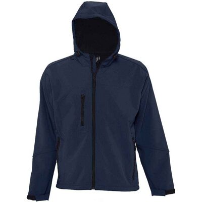 SOLS Heren Replay Soft Shell Jas met capuchon (Franse marine) L SOLS Heren Replay Soft Shell Jas met capuchon (Franse marine) L