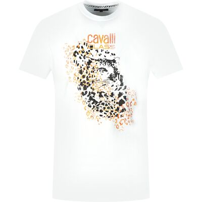 Cavalli Class Luipaardprint Silhouet Witte T-Shirt 2XL Cavalli Class Luipaardprint Silhouet Witte T-Shirt 2XL