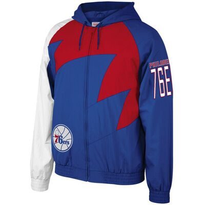 Mitchell & Ness Shark Tooth Philadelphia 76ers Herenjas - Blauw Textiel - Maat Large Mitchell & Ness Shark Tooth Philadelphia 76ers Herenjas - Blauw Textiel - Maat Large