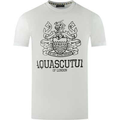 Aquascutum Large Bold London Aldis Brand Logo White T-Shirt S Aquascutum Large Bold London Aldis Brand Logo White T-Shirt S