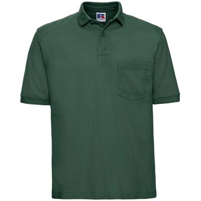 Russell Athletic Russell Heren Ripple Collar & Manchet Poloshirt met korte mouwen (Fles groen) 6XL Russell Athletic Russell Heren Ripple Collar & Manchet Poloshirt met korte mouwen (Fles groen) 6XL