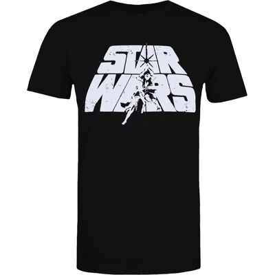 Star Wars Heren Retro Logo Katoenen T-shirt (Zwart) M Star Wars Heren Retro Logo Katoenen T-shirt (Zwart) M