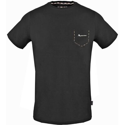 Aquascutum geruit zwart T-shirt met zakafwerking S Aquascutum geruit zwart T-shirt met zakafwerking S