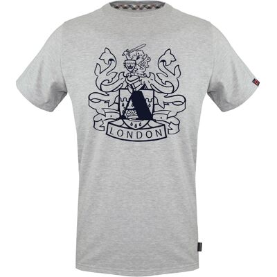 Aquascutum groot schild Aldis logo grijs T-shirt M Aquascutum groot schild Aldis logo grijs T-shirt M