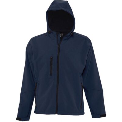 SOLS Heren Replay Hooded Soft Shell Jacket (ademend, winddicht en waterbestendig) (Franse marine) XL SOLS Heren Replay Hooded Soft Shell Jacket (ademend, winddicht en waterbestendig) (Franse marine) XL